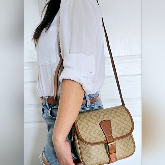Celine Handbags - CELINE Macadam Vintage Shoulder Crossbody Bag Adjustable Strap And Ceriticate
